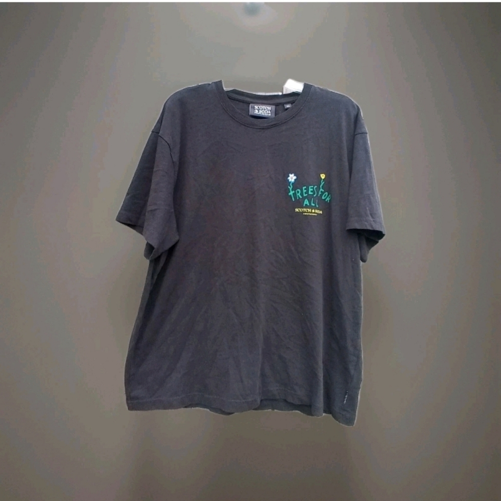 SCOTCH & SODA TREES FOR ALL TEE MEN SZ 2XL BLACK WITH A LARGE BACK PRINT ARTWORK